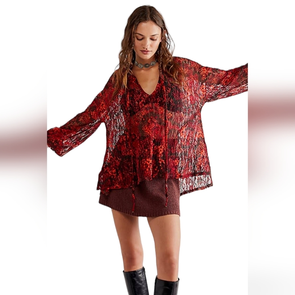 Free People Out for the night long sleeve blouse size S